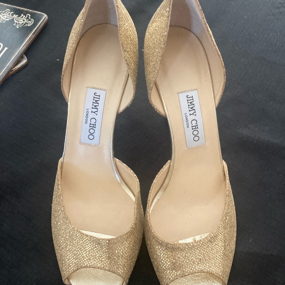 Jimmy Choo Gold Glitter Heels